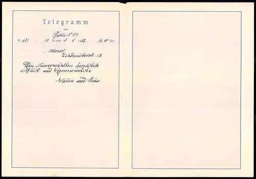 Telegramm Deutsche Reichspost, 1932, Engel mit Briefen und Blumen, Entwurf: Arnold