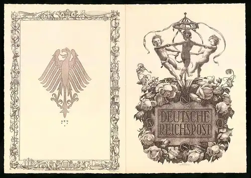 Telegramm Deutsche Reichspost, 1932, Reigentanz am Maibaum, Entwurf: Hanns Bastanier, Maikäfer