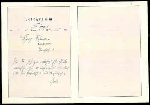 Telegramm Deutsche Reichspost, 1941, Alpenwiese gegen Bergmassiv, Entwurf: Carl Reiser