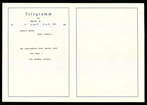 Telegramm Deutsche Reichspost, 1933, Engel mit Blumenkranz, Entwurf: Arnold