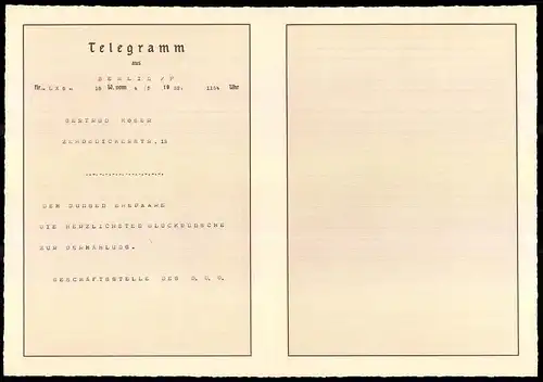 Telegramm Deutsche Reichspost, 1932, Kinder beim Reigentanz und florales Dekor, Entwurf: Hanns Bastanier