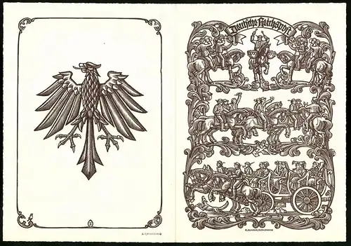 Telegramm Deutsche Reichspost, 1933, Menschen auf Pferden, Entwurf: E. Feyerabend