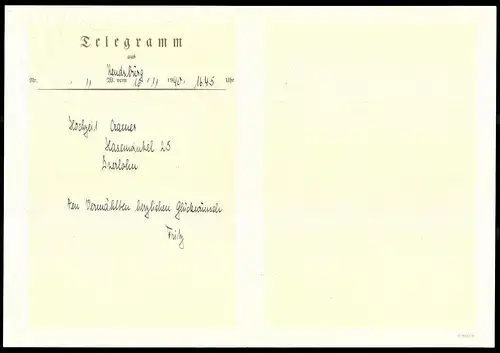 Telegramm Deutsche Reichspost, 1940, Kinder mit Kinderwagen, Entwurf: Scholl