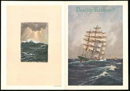 Telegramm Deutsche Reichspost, 1937, Segelschiff mit , Entwurf: Hans Bohrdt