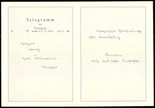 Telegramm Deutsche Reichspost, 1940, Segelschiff mit  und Dampfschiff, Entwurf: Hans Bohrdt