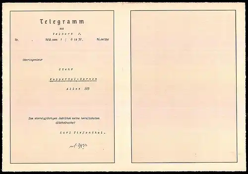 Telegramm Deutsche Reichspost, 1932, Flussidylle mit Bäumen