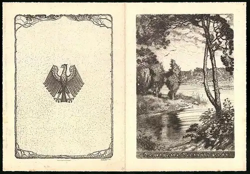 Telegramm Deutsche Reichspost, 1933, Flussidylle mit Vögeln