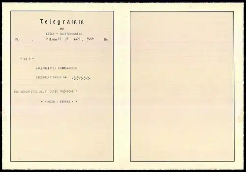 Telegramm Deutsche Reichspost, 1933, Flussidylle mit Vögeln