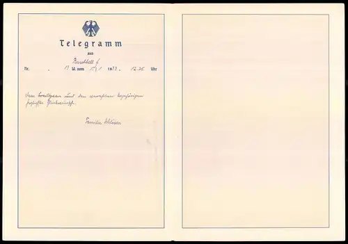 Telegramm Deutsche Reichspost, 1933, Blumenwiese mit Bergpanorama, Entwurf: Carl Reiser
