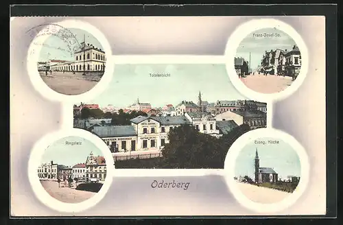 AK Oderberg, Ringplatz, Franz-Josef-Strasse, Bahnhof