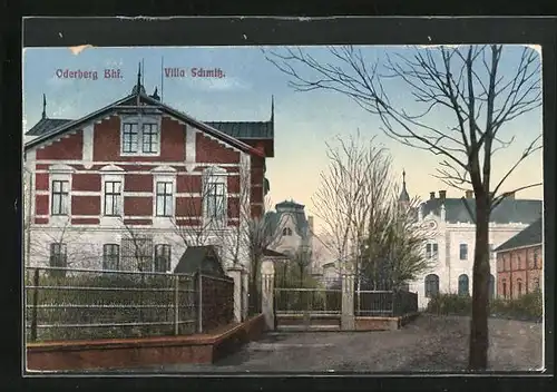 AK Oderberg, Bahnhof, Villa Schmitz