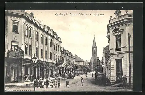 AK Oderberg, Partie an der Koppgasse, Kinder auf der Strasse