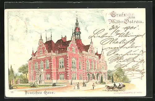 Lithographie Mähr.-Ostrau, Deutsches Haus