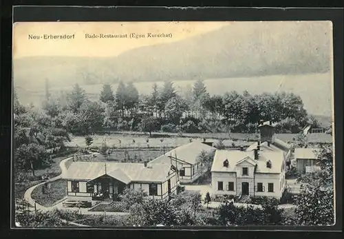 AK Neu-Erbersdorf, Bade-Restaurant mit Berglandschaft