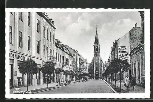 AK Neu-Oderberg, Geschäftsstrasse, Kirche