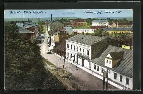 AK Oderberg, Bahnhof, Stefaniestrasse mit Passanten