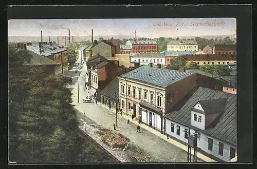 AK Oderberg, Bahnhof, Stefaniestrasse mit Passanten