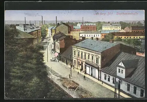 AK Oderberg, Bahnhof, Stefaniestrasse mit Passanten