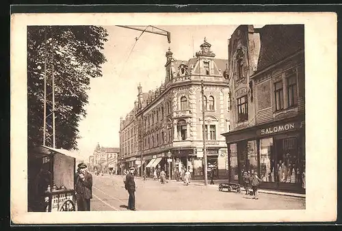 AK Neu Oderberg, Strassenpartie mit Geschäften