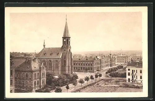 AK Neu Oderberg, Strassenpartie mit Kirche