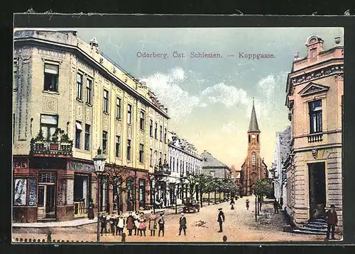 AK Oderberg, Strassenpartie an der Koppgasse mit Kindern