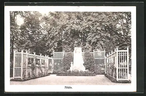 AK Tesin, Blick auf Denkmal