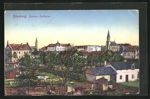 AK Oderberg, Blick auf den Ort mit Gärten