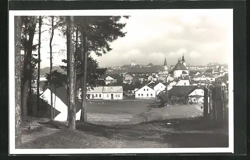 AK Mistek, Blick auf Dorf mit Bäumen