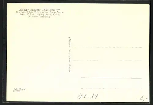 AK Leichter Kreuzer Königsberg vor Küste