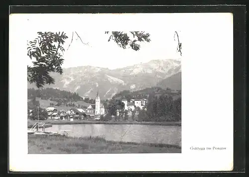 AK Goldegg, Stadt am See mit Steg