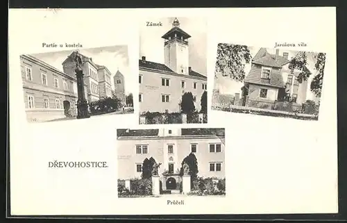 AK Drevohostice, Zamek, Partie u kostela, Jarosova vila