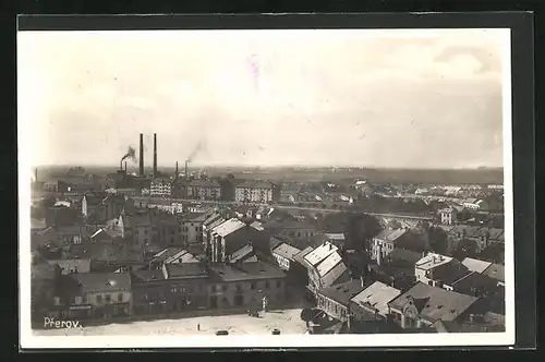 AK Prerov, Stadtansicht aus der Vogelschau