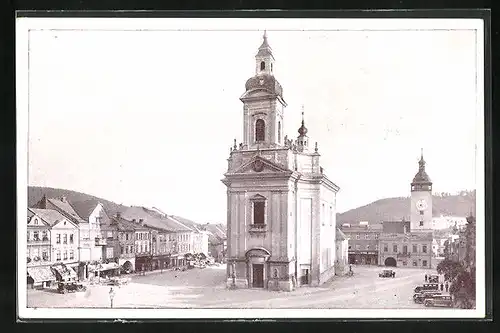 AK Hranice, Kirche auf dem Marktplatz