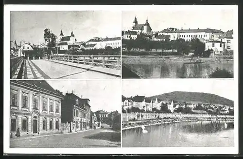 AK Hranice n. B., Brücke, Kanal und Häuser