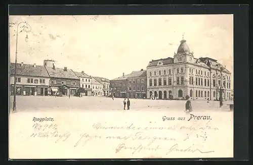 AK Prerau, Ringplatz mit Geschäften