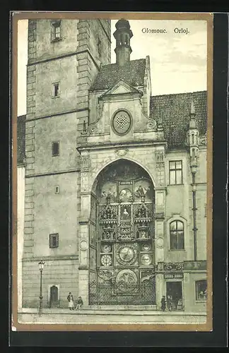 AK Olomouc /Olmütz, Ansicht der Astronomischen Kunstuhr, Orloj