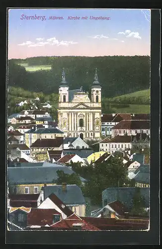 AK Sternberg, Kirche mit Umgebung