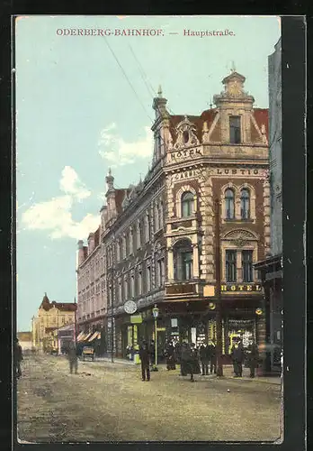 AK Oderberg-Bahnhof, Hauptstrasse mit Hotel
