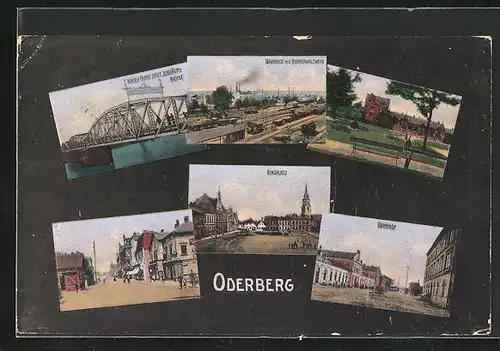 AK Oderberg, Bahnhof, Ringplatz, Strassenpartie