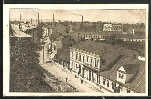 AK Oderberg, Strassenpartie mit Bahnhof