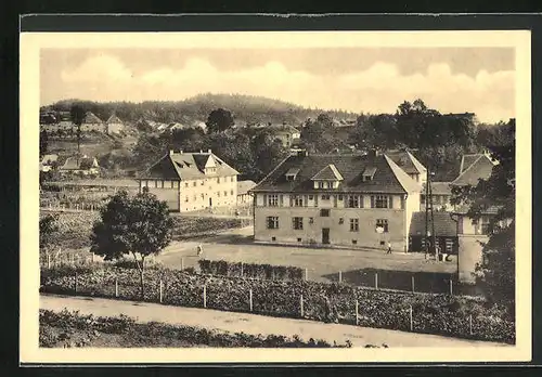 AK Trzynietz /Trinec, Ortspartie mit grossem Gebäude