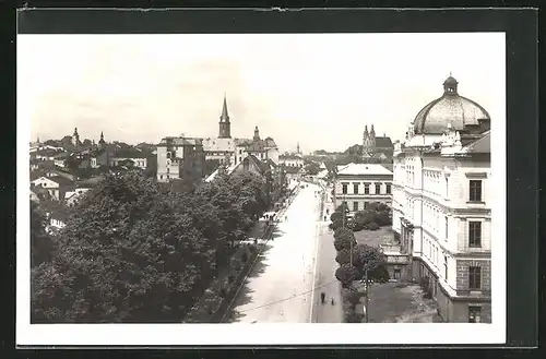 AK Friedeck, Strassenpartie aus der Vogelschau