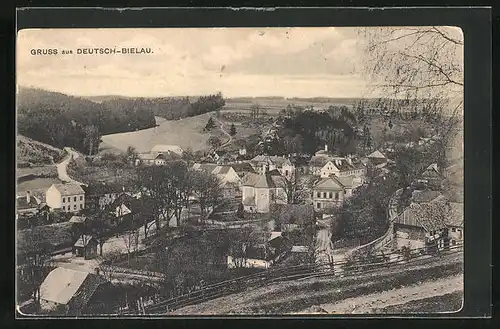 AK Deutsch-Bielau, Panorama des Ortes