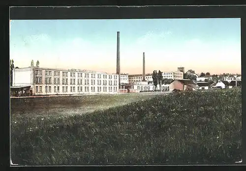 AK Böhm.-Trübau-Parnik, Blick auf Fabrik von Wiese aus