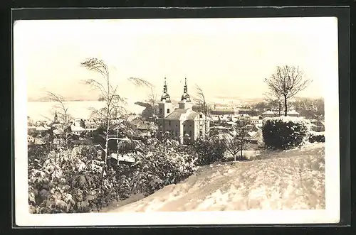 AK Zamberk, Ortsansicht im Winter