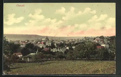 AK Chotzen / Chocen, Blick über die Dächer der Stadt