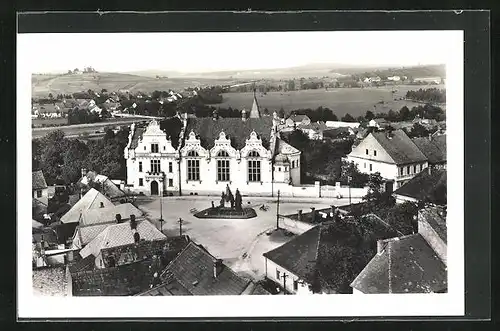 AK Vysoké Mýto, Blick auf Schloss aus der Vogelschau