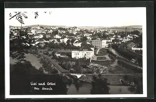 AK Usti n. Orlici, Ortsansicht mit Fluss