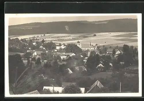 AK Sopotnice, Blick ins Dorf von einem Berg aus