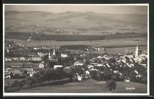 AK Grulich, Stadtansicht aus der Vogelschau